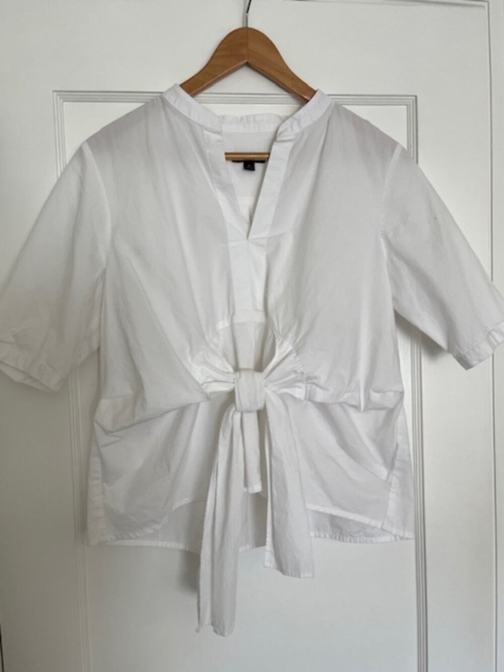 J. Crew White Short-Sleeve Tie-Front Blouse